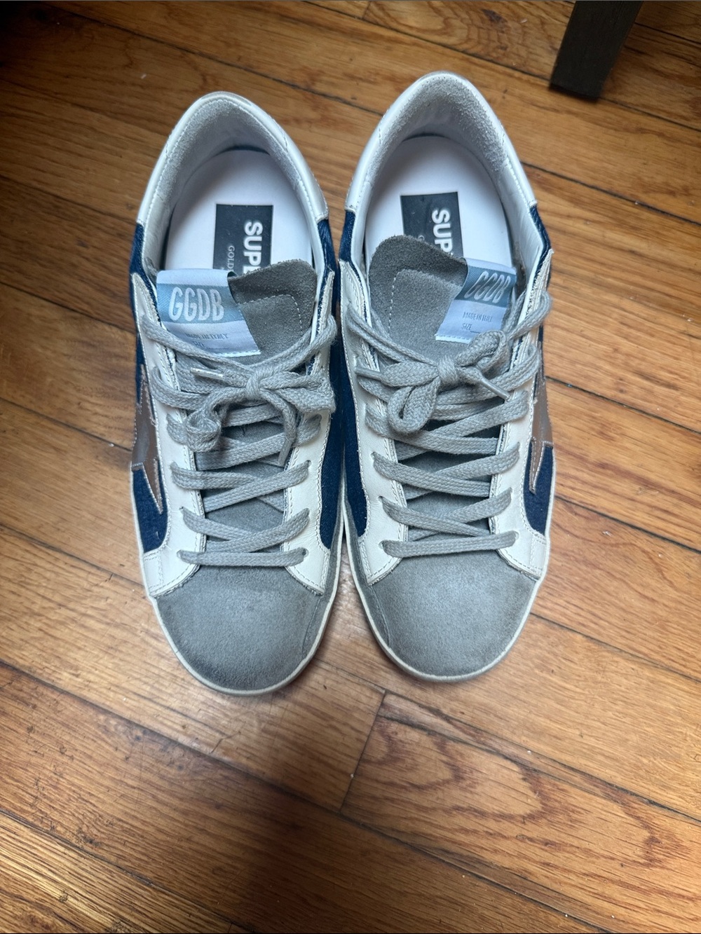 Golden Goose Gray, Navy & White Women's Sneakers